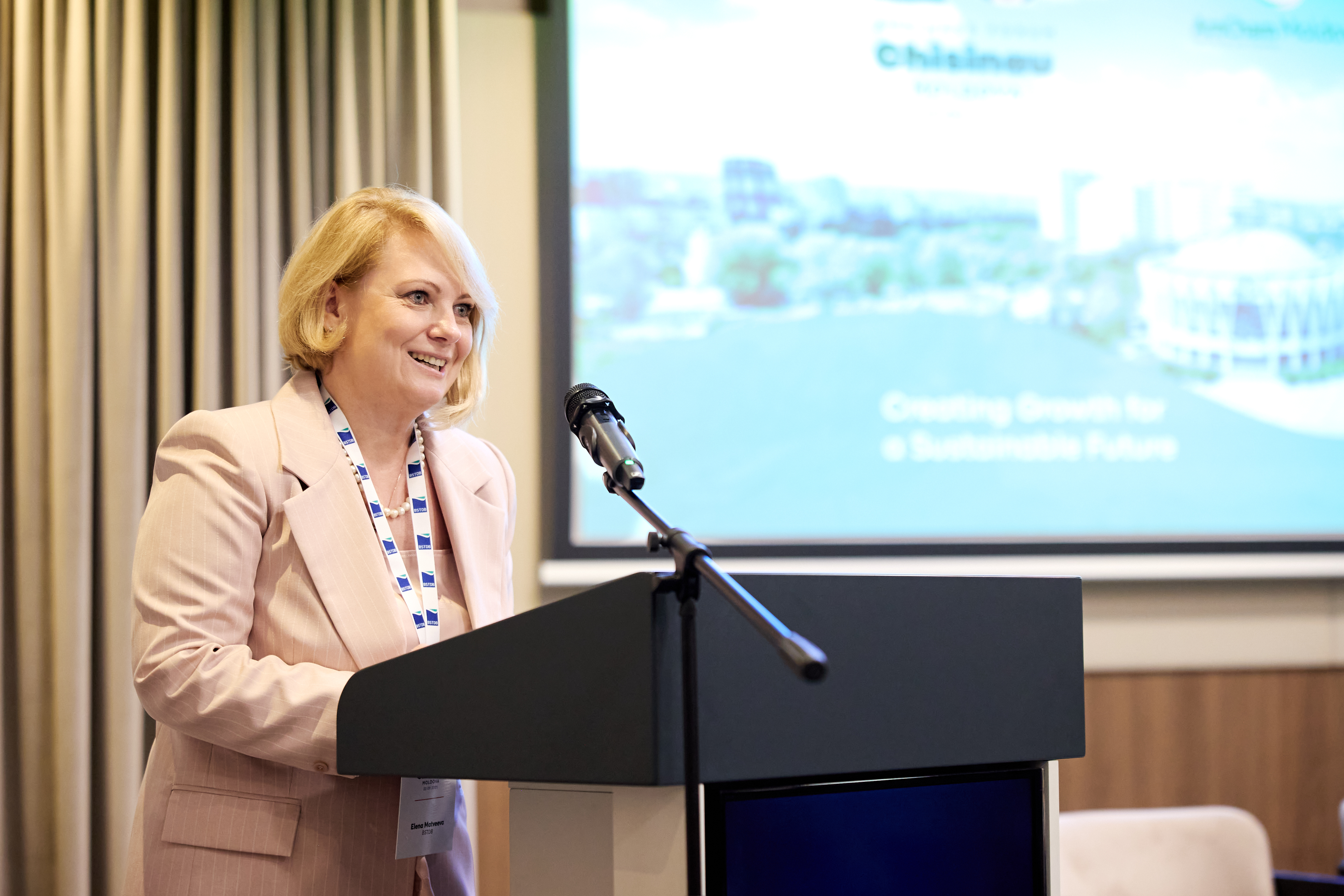 Elena Matveeva, Senior Advisor to the Management Committee, BSTDB - Master of Ceremony at the Business Forum “Moldova: Creating Growth for a Sustainable Future”
