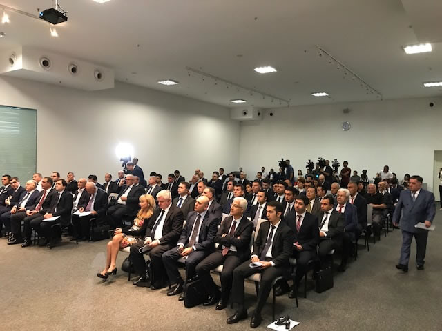 BSTDB is presenting its products and services to over 100 representatives of leading Azerbaijani businessmen and bankers in Baku. Finance Minister Sharifov and Deputy Economy Minister Mammadov opened the Bank's Presentation together with BSTDB President Delikanli.