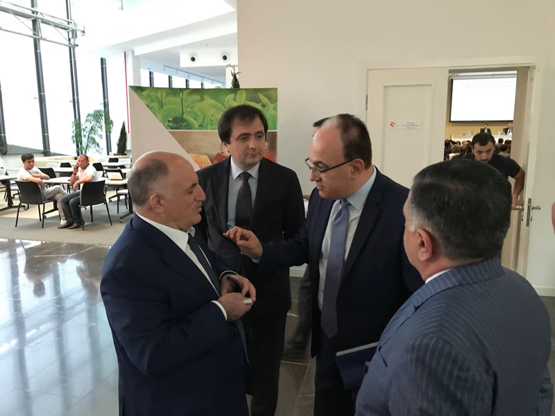 BSTDB President Delikanli is discussing cooperation with Mammad Musayev, President of National Confederation of Entrepreneurs of Azerbaijan and Rufat Mammadov, head of Export and Investment Promotion Foundation.