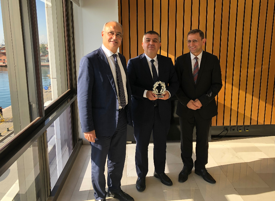 H.E. Mr. Kaymakci in the middle with BSTDB Secretary General Mr. Spiliotis on the left and Vice President Banking Mr. Demirhan on the right.