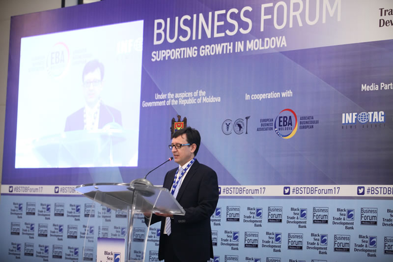 Octavian Armasu, Finance Minister of Moldova and BSTDB Governor opening the Business Forum.