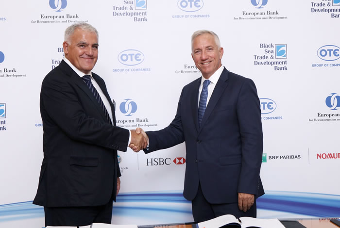 Serafeim Tsokas, BSTDB Secretary General (L) with the Michael Tsamaz, OTE Group Chairman and CEO