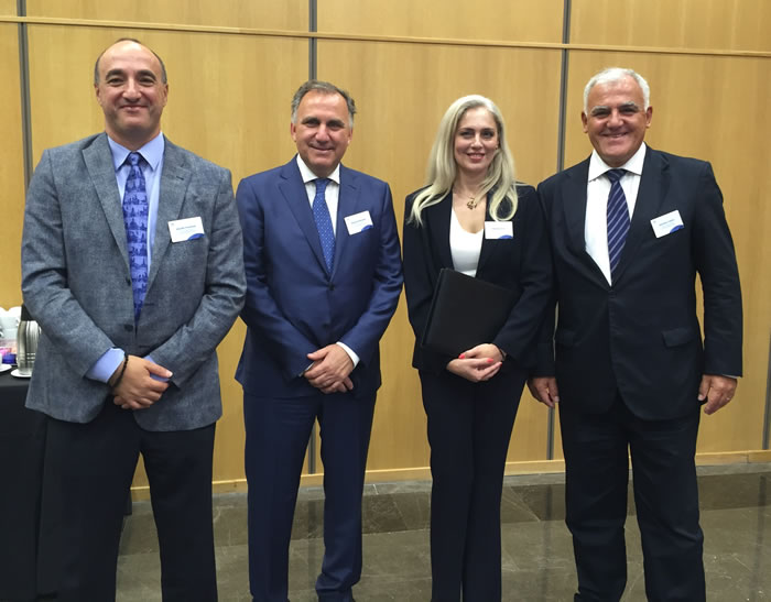 The BSTDB team after the signing of the agreement. (From left) Henrikh Yeremyan, Principal Banker- Energy & Infrastructure, Roman Matkiwsky, Director- Energy & Infrastructure, Katerina Tsirou, Counsel, Serafeim Tsokas, Secretary General