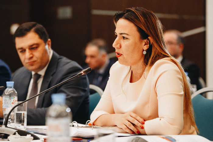 <p>BSTDB Head of Delegation for Albania Gelardina Prodani at the Annual Meeting</p>
